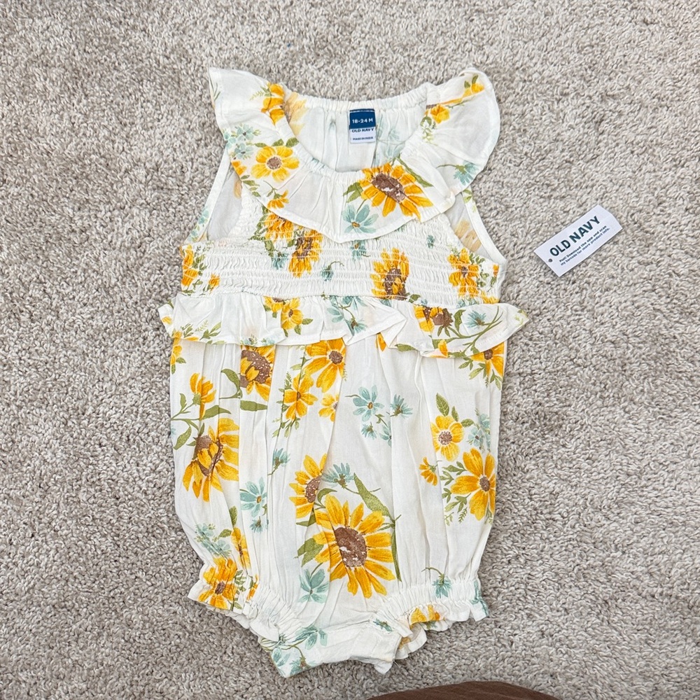 Old Navy Yellow Sunflower Ruffle Baby Romper